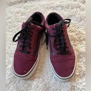Vans Old Skool Shoes Mens 7 Womens 8.5 Maroon Off The Wall 721278